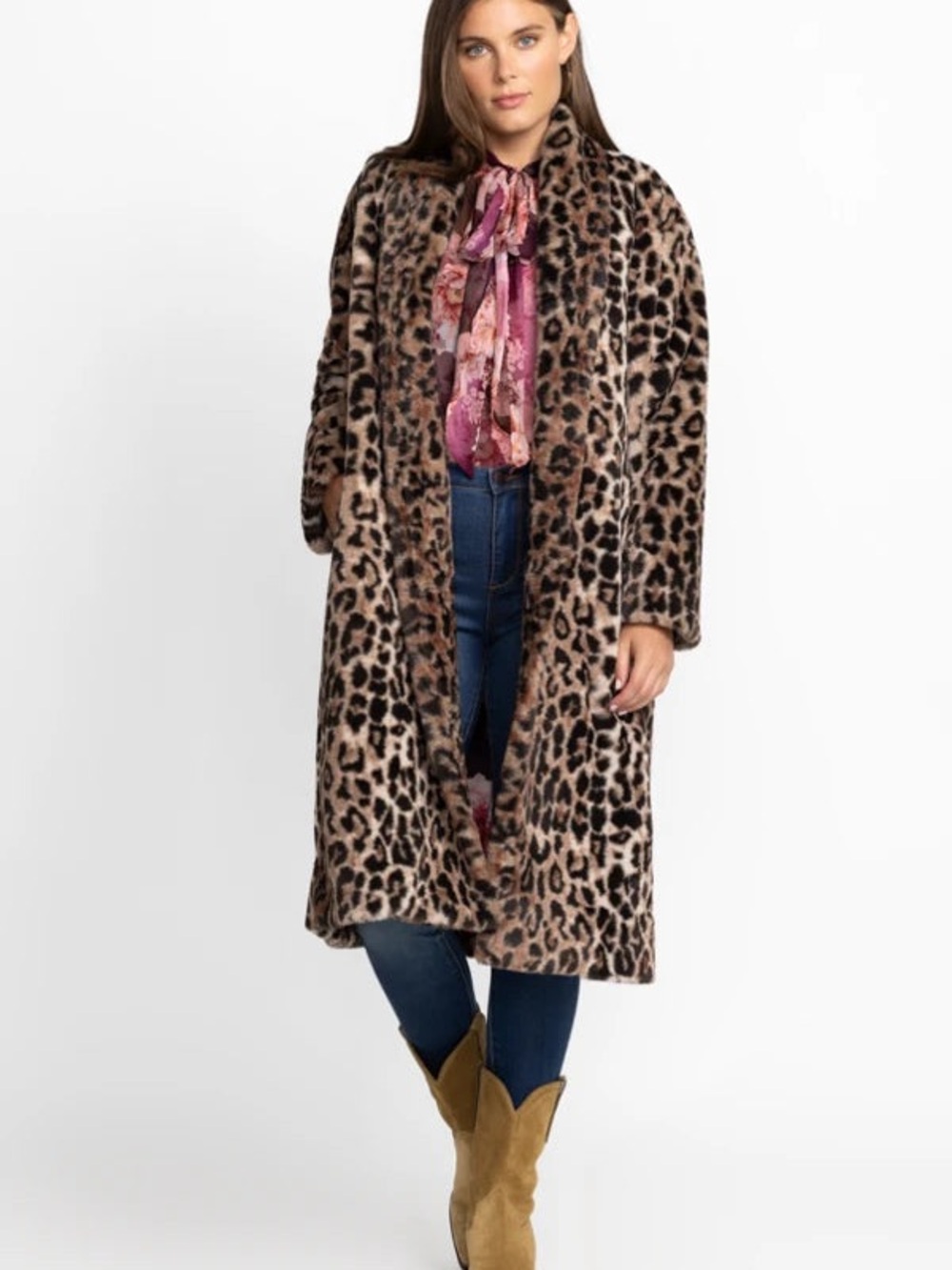 New Johnny Was Faux Fur Leopard Print Coat with 100% Silk Printed Lining Rare - Picture 15 of 16